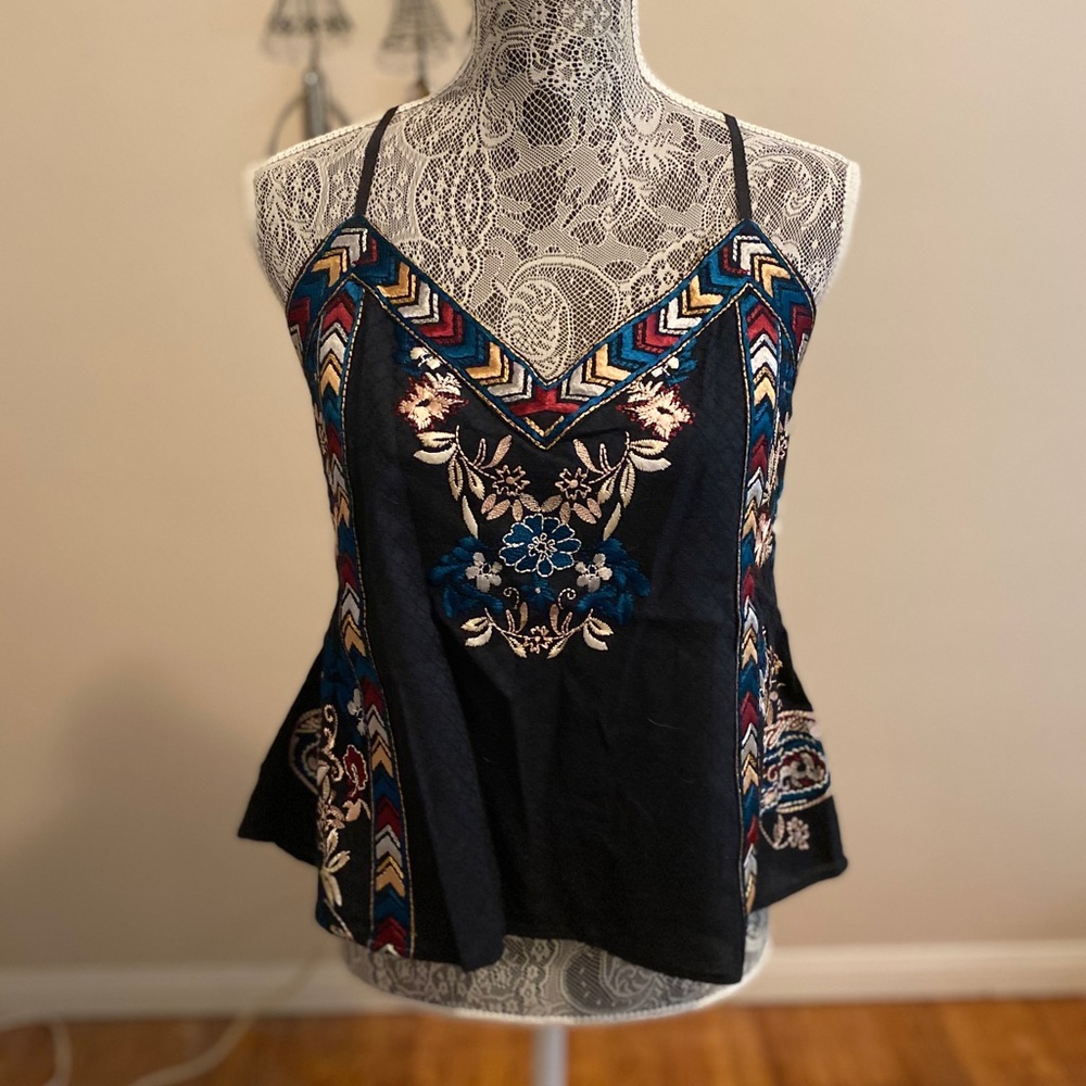 Black embroidered cami